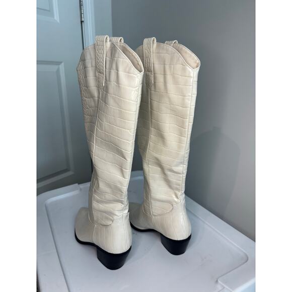 Billini White Croc Embossed Howie Cowboy Western Boots Women’s Size 7 - Picture 5 of 10